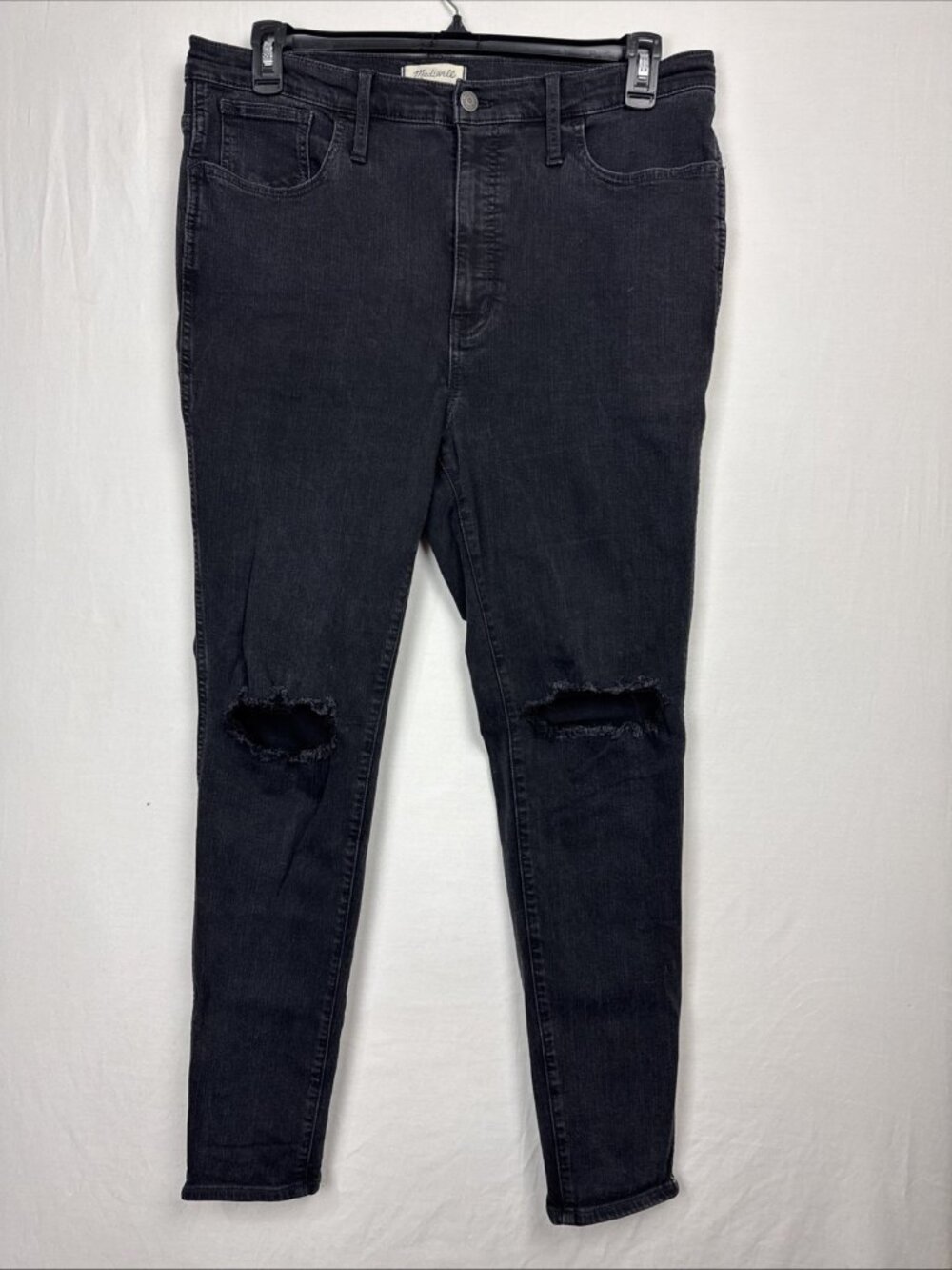 Madewell Black 10" Roadtripper Jeans actual 34x27 stretch distressed (tag 33)